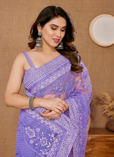 New Looking Violet Colour Saree